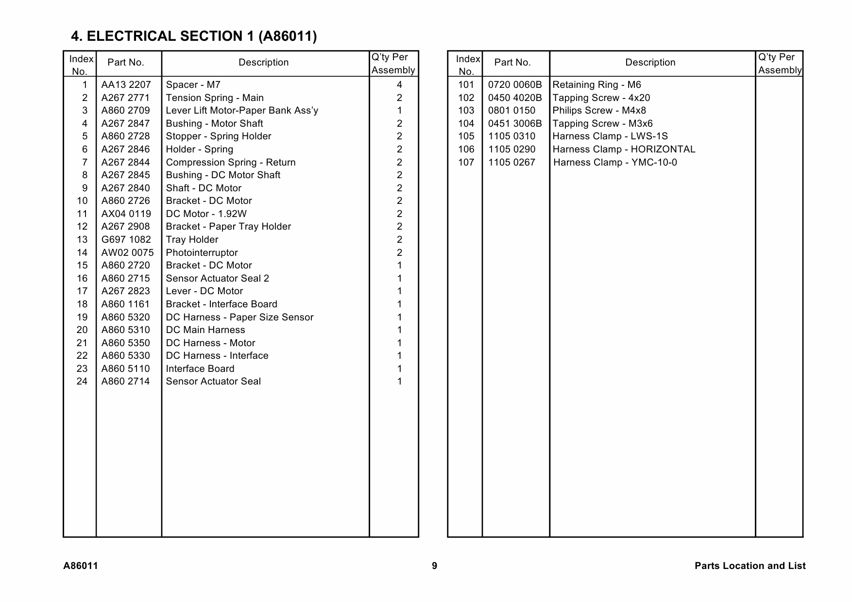 RICOH Options A860-11 PAPER-TRAY-UNIT Parts Catalog PDF download-5